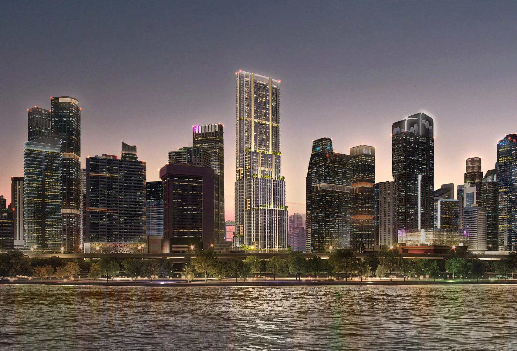 8 shenton way singapore supertall skyscraper night 8 shenton way singapore supertall skyscraper night