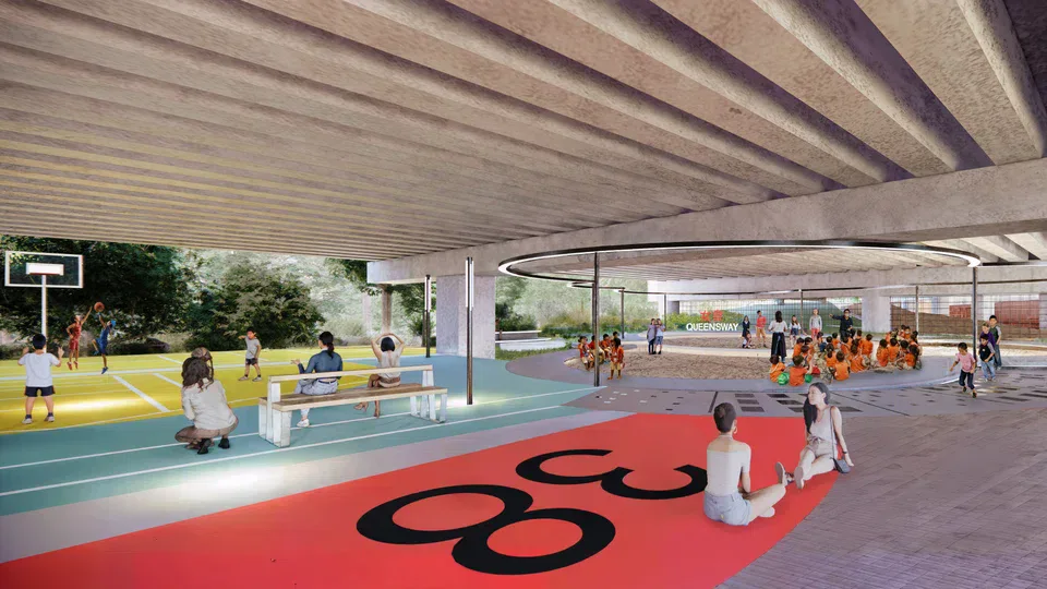 An artists impression of a new multi functional space for sports events and gatherings which will be created underneath the Queensway viaduct An artists impression of a new multi functional space for sports events and gatherings which will be created underneath the Queensway viaduct